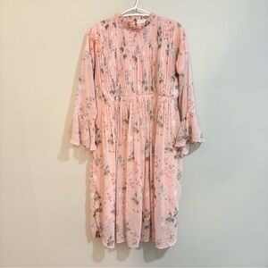 Homemade Floral Pink Long Sleeve Dress